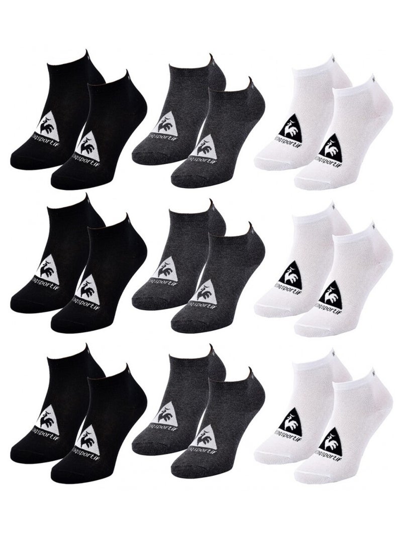 Chaussettes homme SNEAKER Le Coq Sportif - Pack de 9 Noir Gris anthracite Blanc - Kiabi