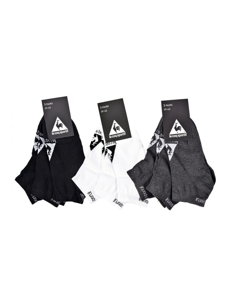 Chaussettes homme SNEAKER Le Coq Sportif - Pack de 9 Noir Gris anthracite Blanc - Kiabi
