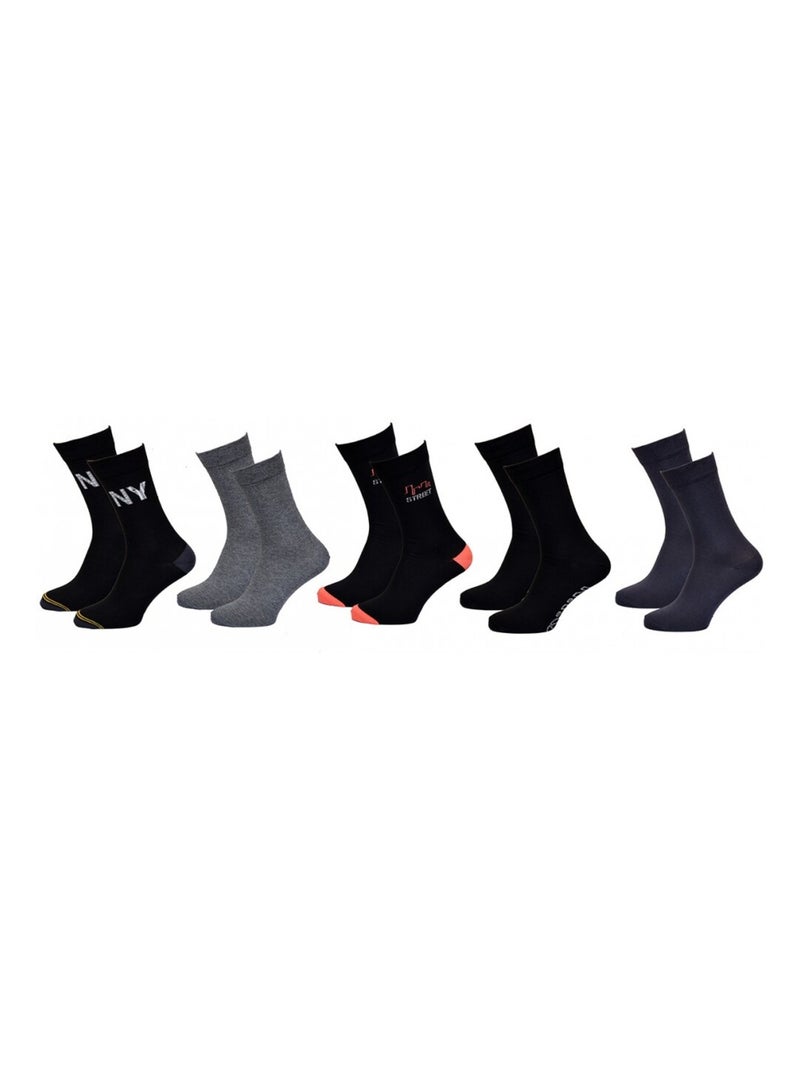 Chaussettes Homme TWINDAY - Pack de 5 Noir Gris anthracite - Kiabi