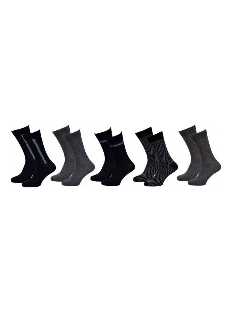 Chaussettes Homme TWINDAY - Pack de 5 Noir Gris - Kiabi