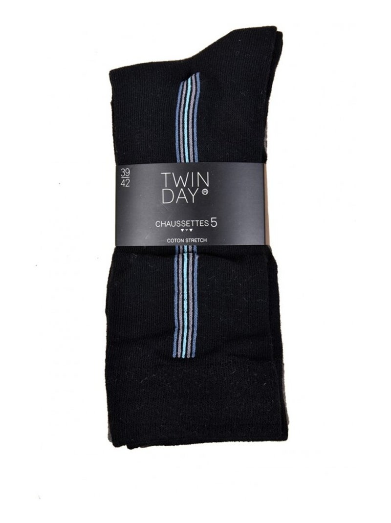 Chaussettes Homme TWINDAY - Pack de 5 Noir Gris - Kiabi
