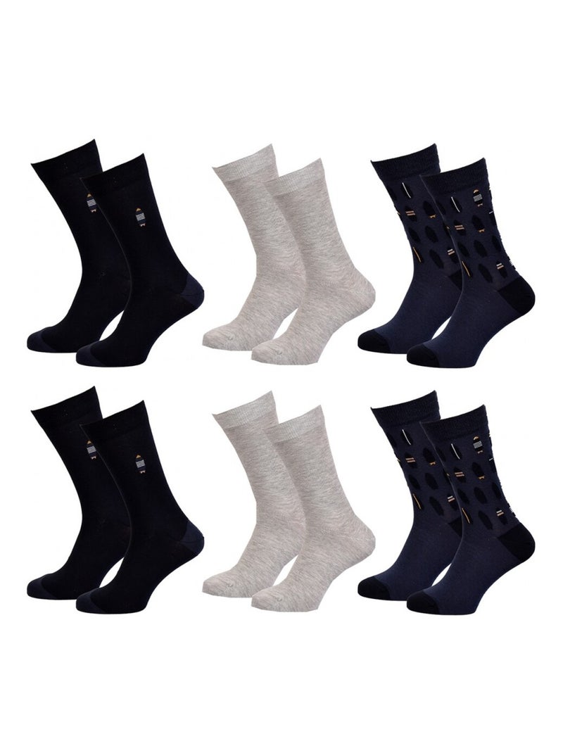Chaussettes Homme TWINDAY - Pack de 6 Noir Gris Bleu - Kiabi
