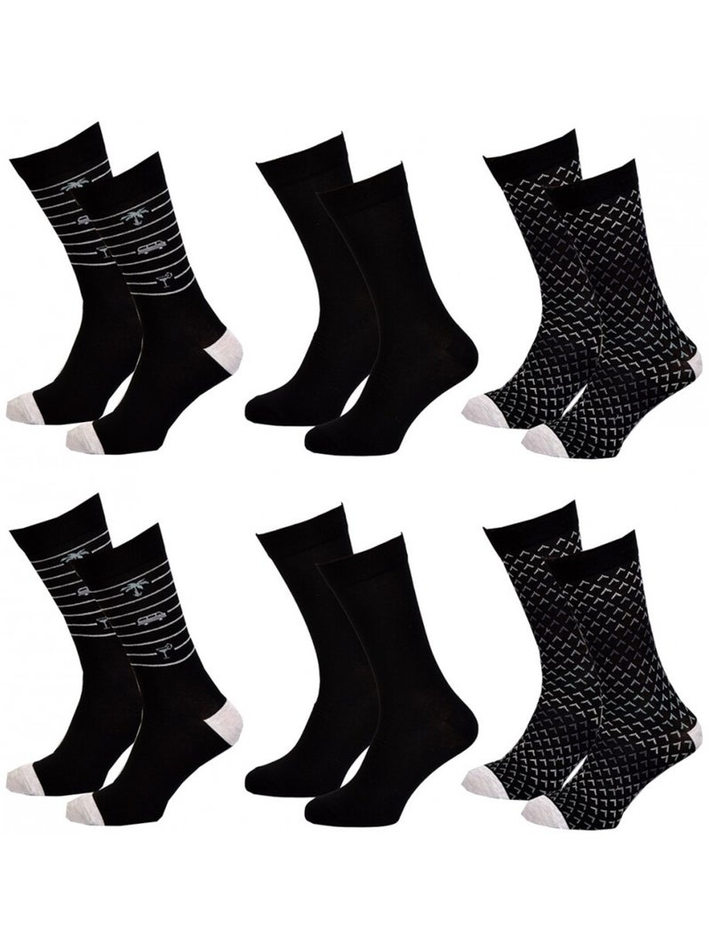 Chaussettes Homme TWINDAY - Pack de 6 Noir Noir Blanc - Kiabi