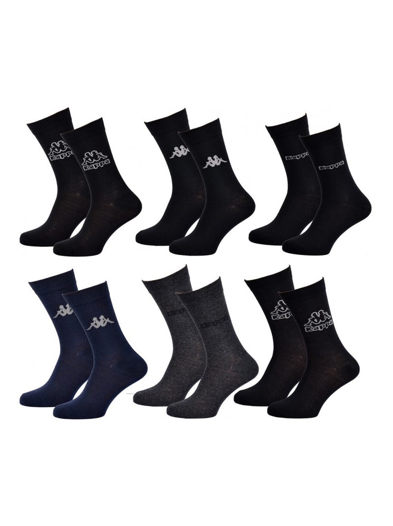 Chaussettes Homme VILLE KAPPA - Pack de 6 Noir Gris anthracite Bleu - Kiabi