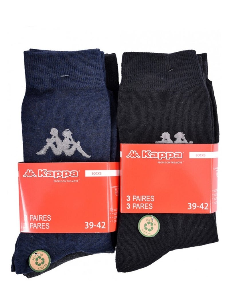 Chaussettes Homme VILLE KAPPA - Pack de 6 Noir Gris anthracite Bleu - Kiabi