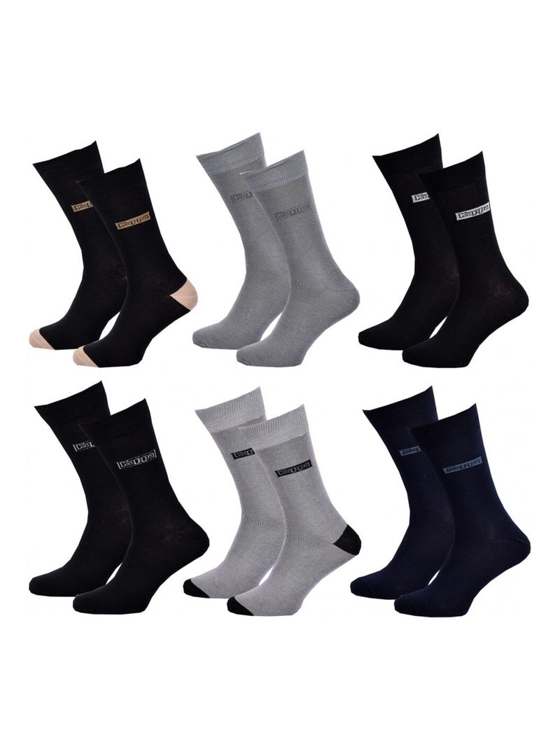 Chaussettes Homme VILLE KAPPA - Pack de 6 Noir Gris Bleu - Kiabi