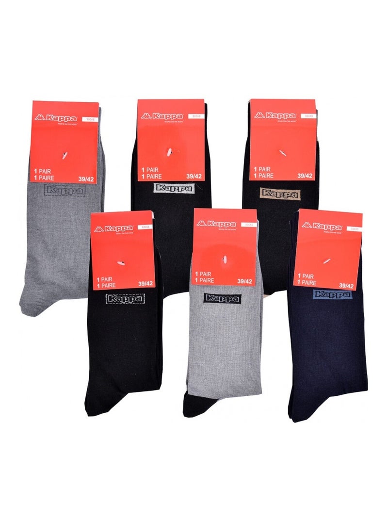 Chaussettes Homme VILLE KAPPA - Pack de 6 Noir Gris Bleu - Kiabi