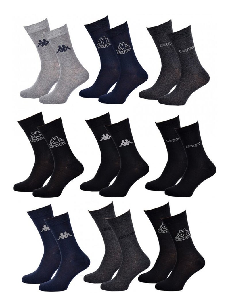 Chaussettes Homme VILLE KAPPA - Pack de 9 Noir Multicolore Gris - Kiabi