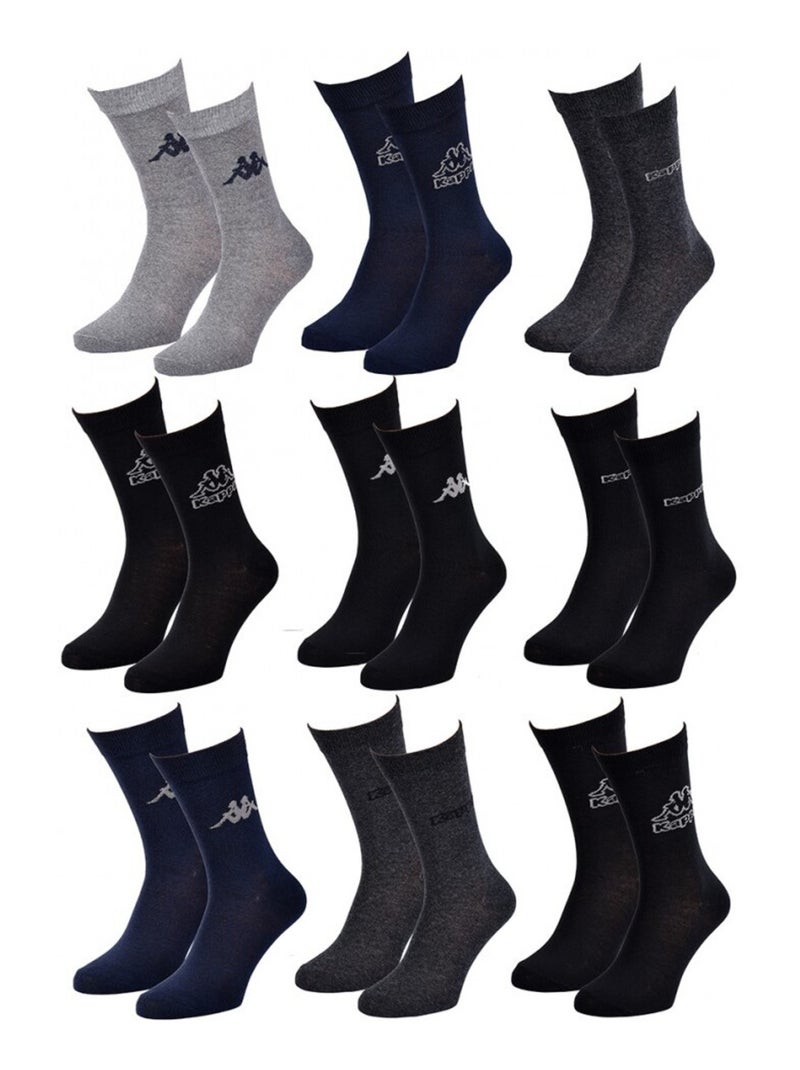 Chaussettes Homme VILLE KAPPA - Pack de 9 Noir Multicolore Gris - Kiabi