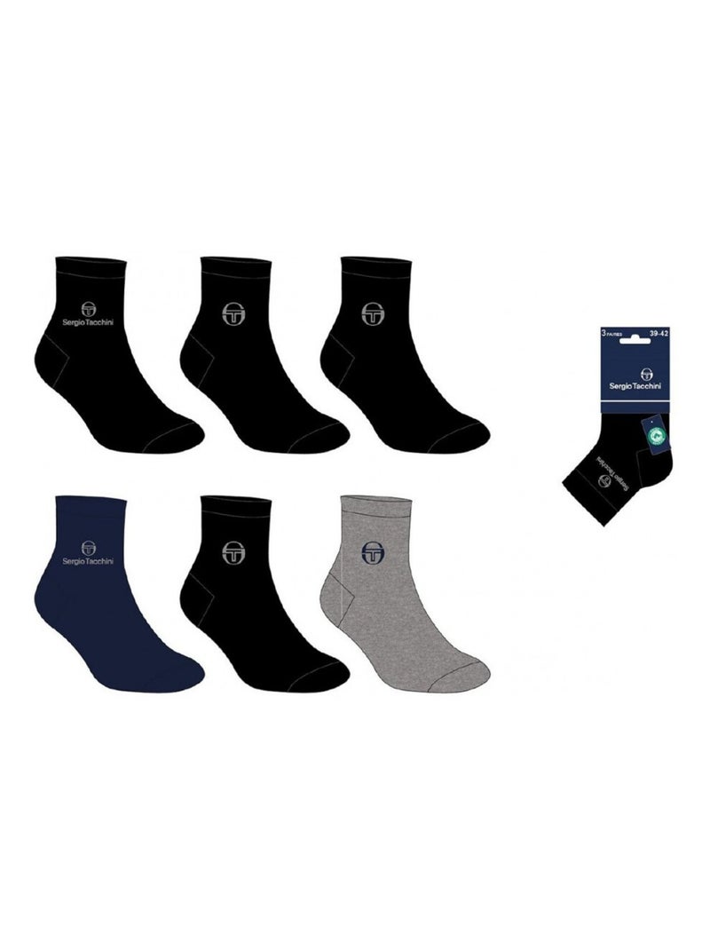 Chaussettes Homme VILLE SERGIO TACCHINI Lot de 6 QUARTER - Pack de 6 Noir - Kiabi