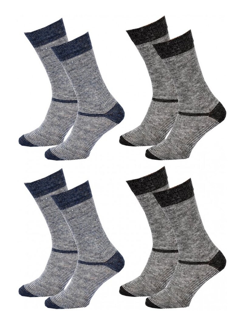 Chaussettes Homme WINTER SOCKS - Pack de 4 Bleu Multicolore Gris - Kiabi
