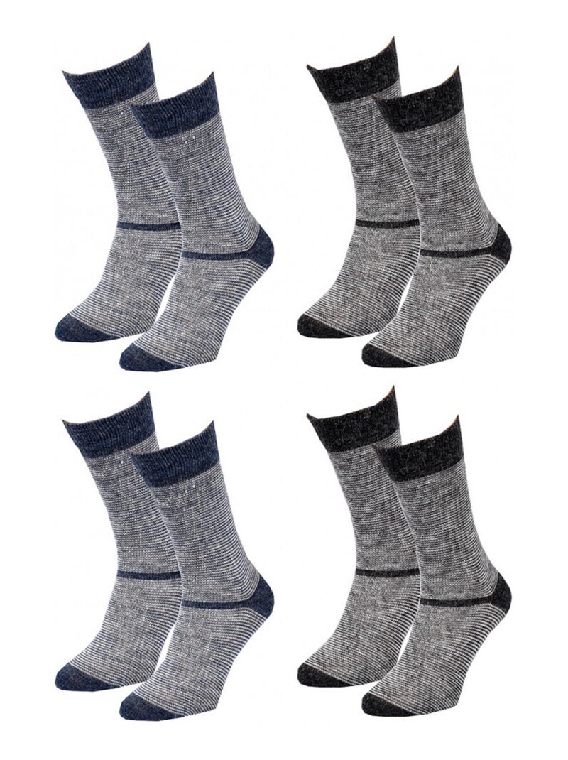 Chaussettes Homme WINTER SOCKS - Pack de 4 Bleu Multicolore Gris - Kiabi