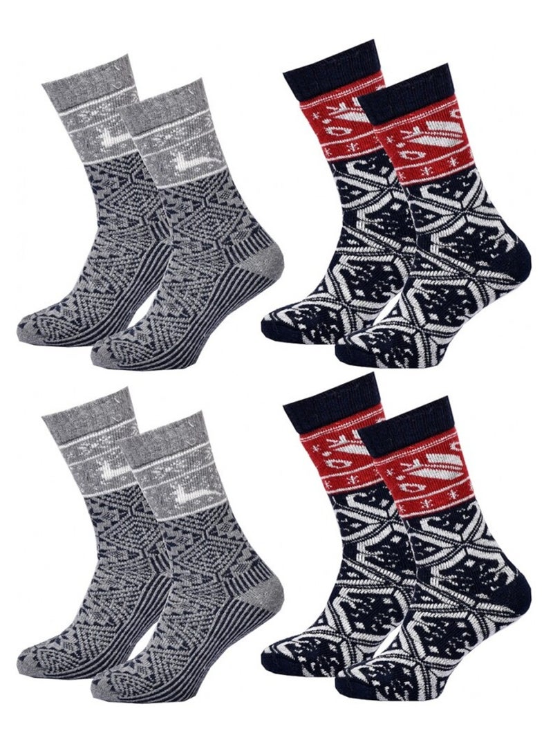 Chaussettes Homme WINTER SOCKS - Pack de 4 Noir Rouge Gris - Kiabi