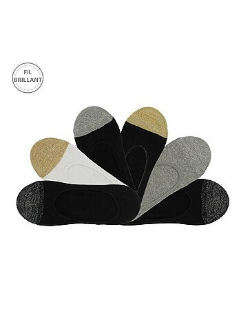 Chaussettes invisibles brillantes femme lot de 6