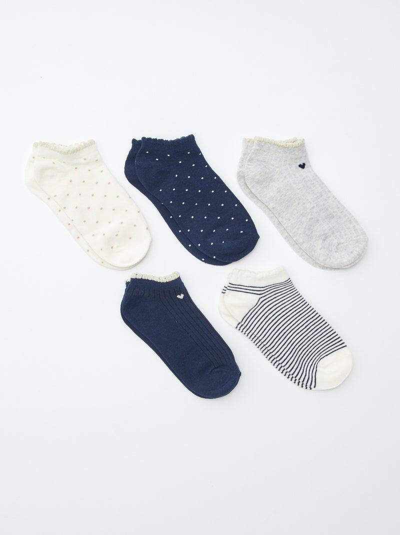 Chaussettes invisibles fantaisies BLANC - Kiabi