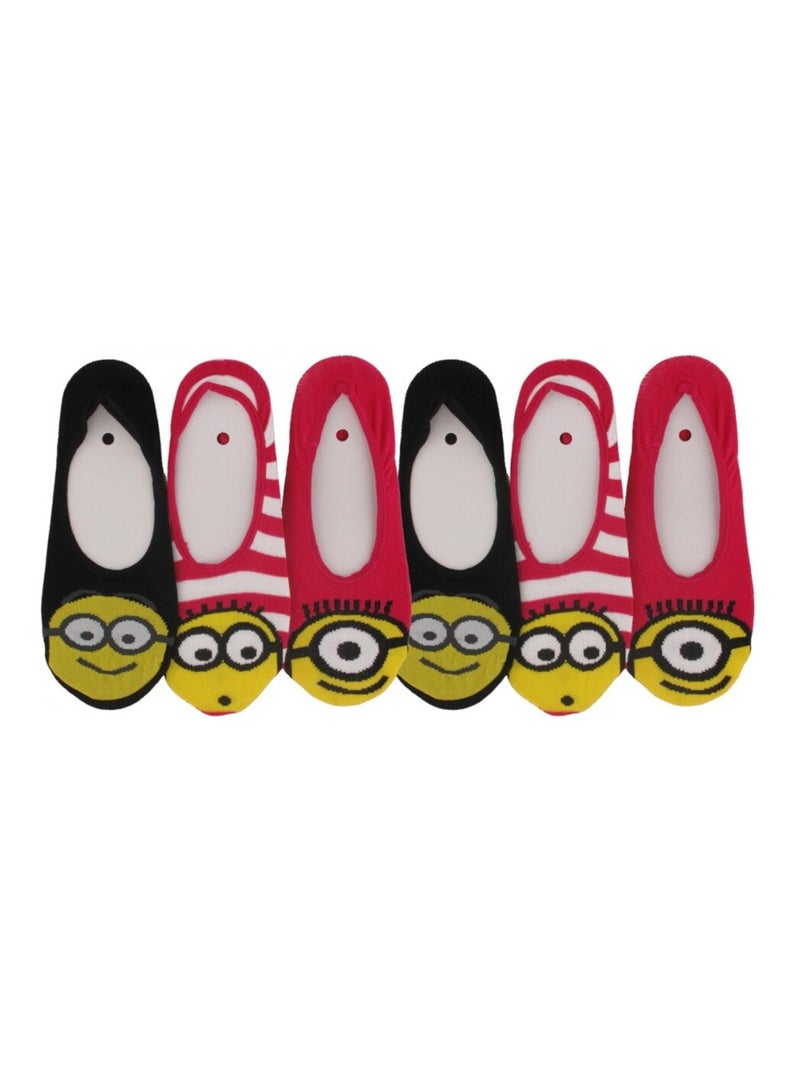 Chaussettes Invisibles Femme Les Minions Lot de 6 Noir Rose Blanc - Kiabi