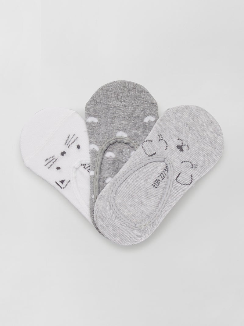 Chaussettes invisibles imprimées gris - Kiabi