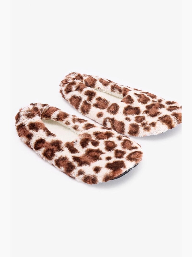 Chaussettes invisibles leopard fluffy penti Crème - Kiabi