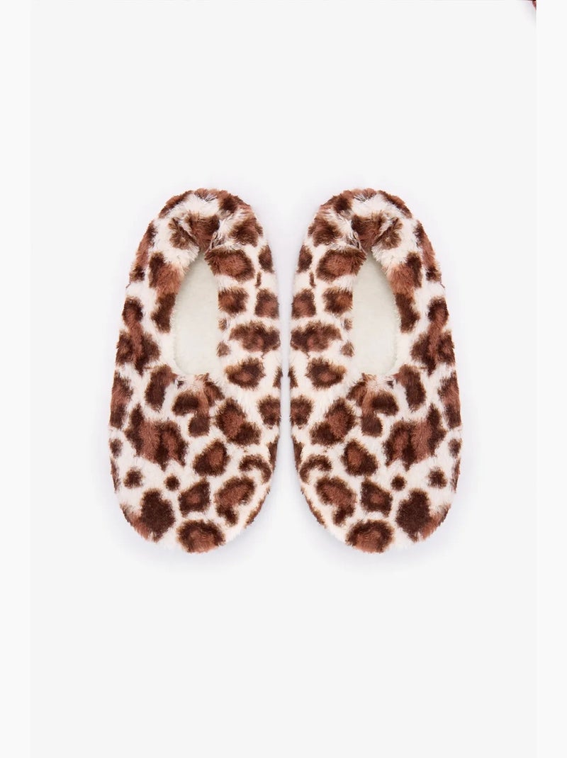 Chaussettes invisibles leopard fluffy penti Crème - Kiabi