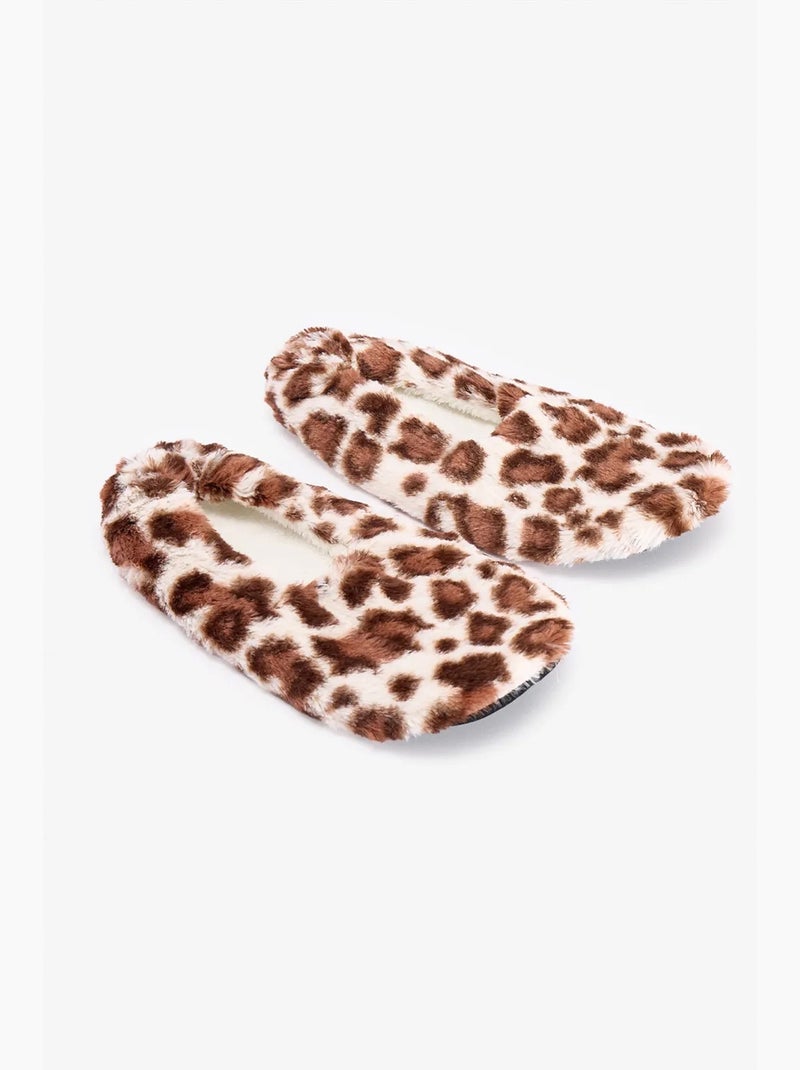 Chaussettes invisibles leopard fluffy penti Crème - Kiabi
