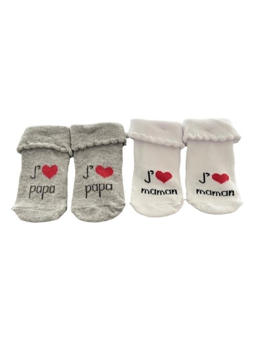 Chaussettes J'aime maman J'aime papa Les Chatounets - Kiabi