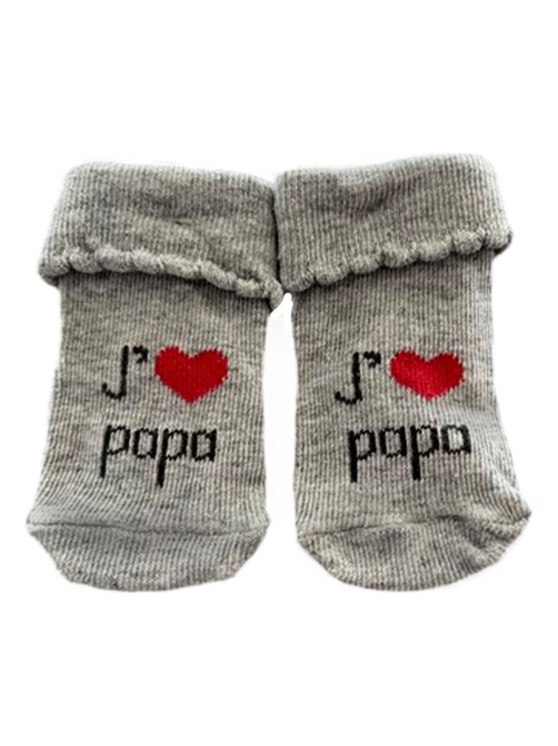 Chaussettes J'aime maman J'aime papa Les Chatounets Blanc Gris - Kiabi