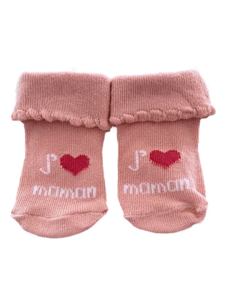 Chaussettes J'aime maman J'aime papa Les Chatounets Rose - Kiabi