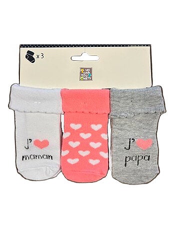 Chaussettes J'aime Maman Papa x3 Les Chatounets