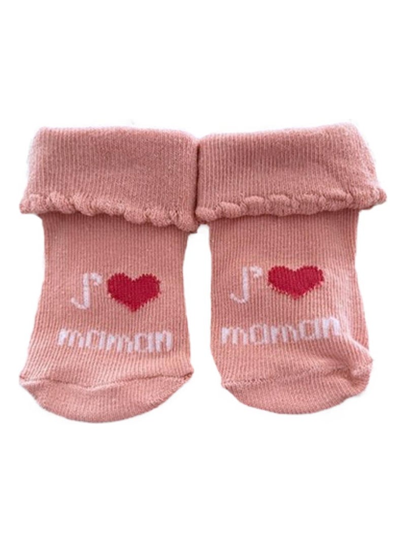 Chaussettes J'aime Maman Papa x3 Les Chatounets Blanc Rose Gris - Kiabi