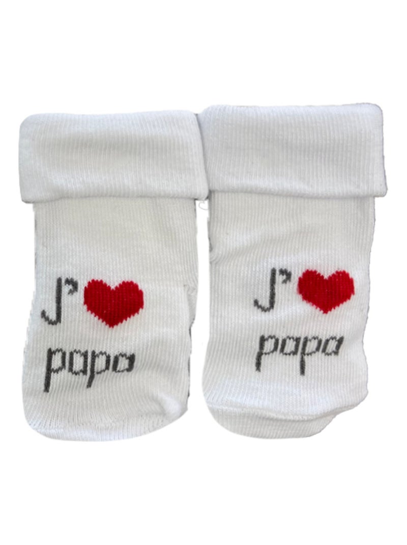 Chaussettes J'aime Maman/Papa Gris x2 Les Chatounets Gris Blanc - Kiabi