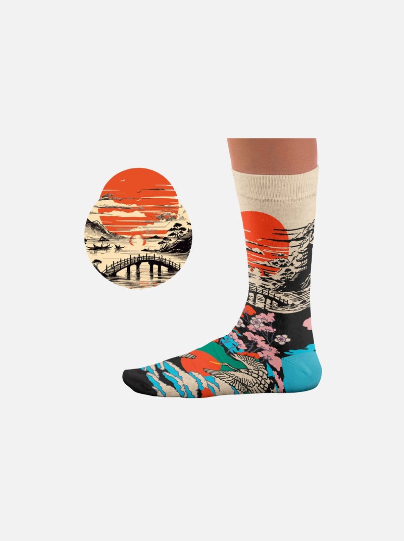 Chaussettes Japanese Sunrise Noir - Kiabi