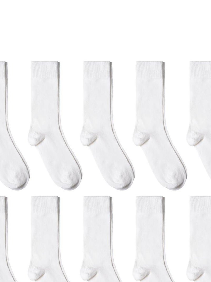 Chaussettes Jersey Coton - Lot 10 Paires - Fabrication UE Blanc - Kiabi