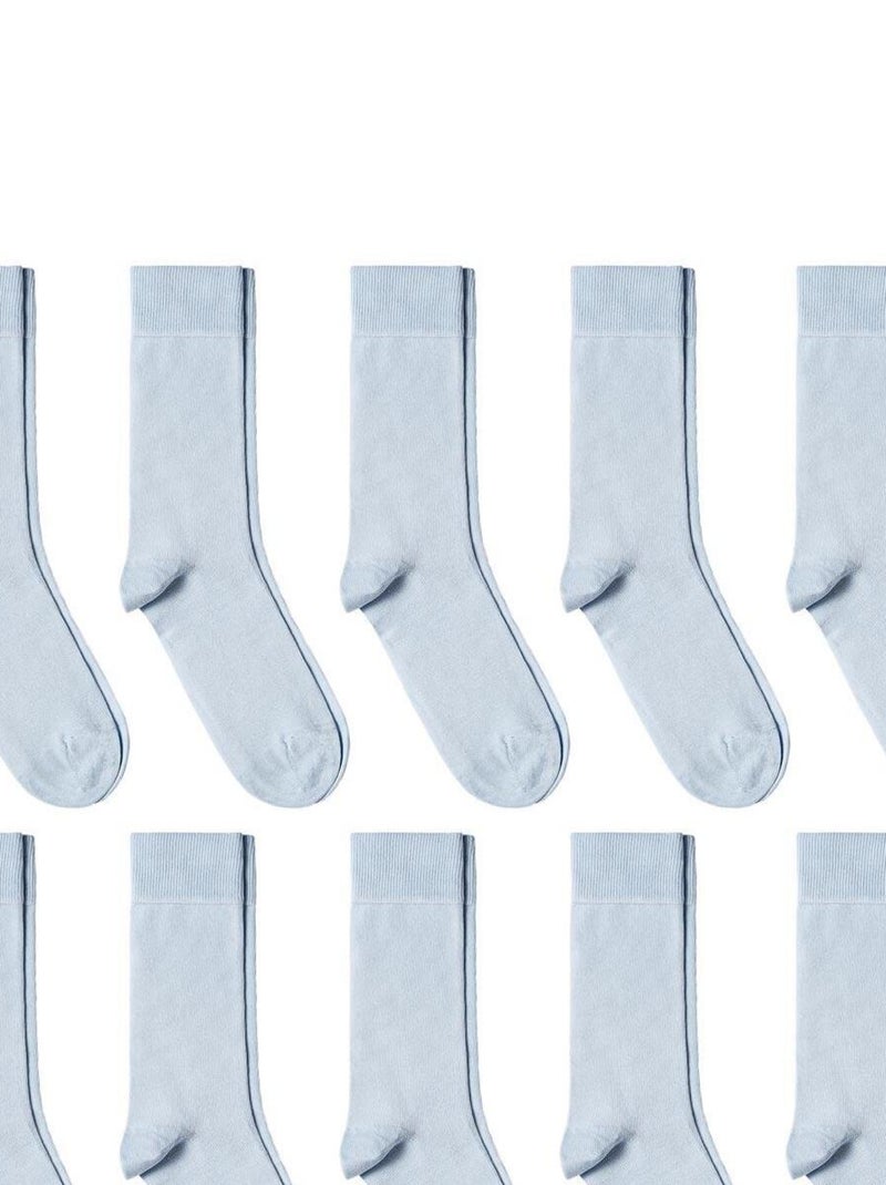 Chaussettes Jersey Coton - Lot 10 Paires - Fabrication UE Bleu ciel - Kiabi