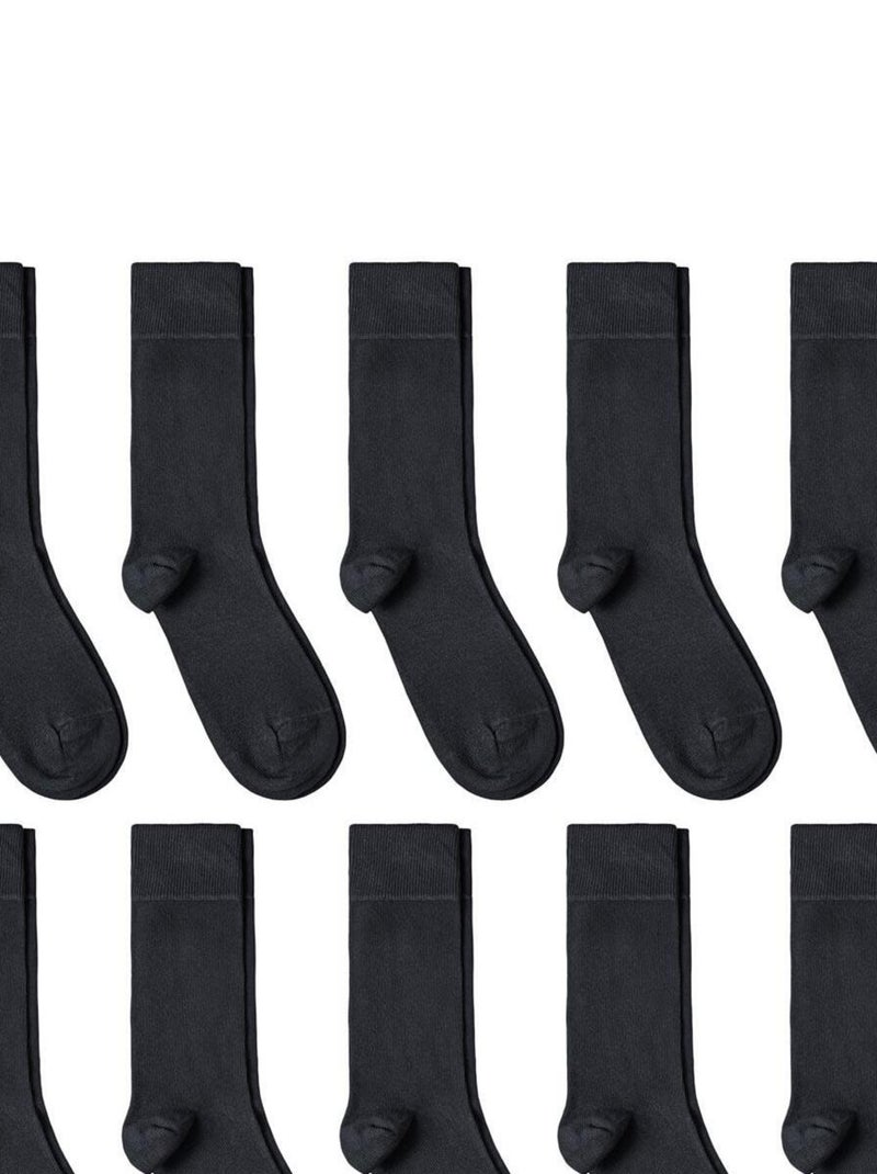 Chaussettes Jersey Coton - Lot 10 Paires - Fabrication UE gris anthracite - Kiabi