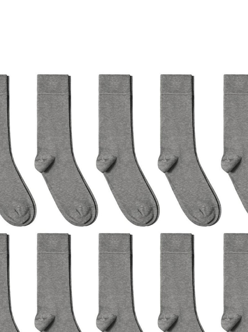 Chaussettes Jersey Coton - Lot 10 Paires - Fabrication UE Gris - Kiabi