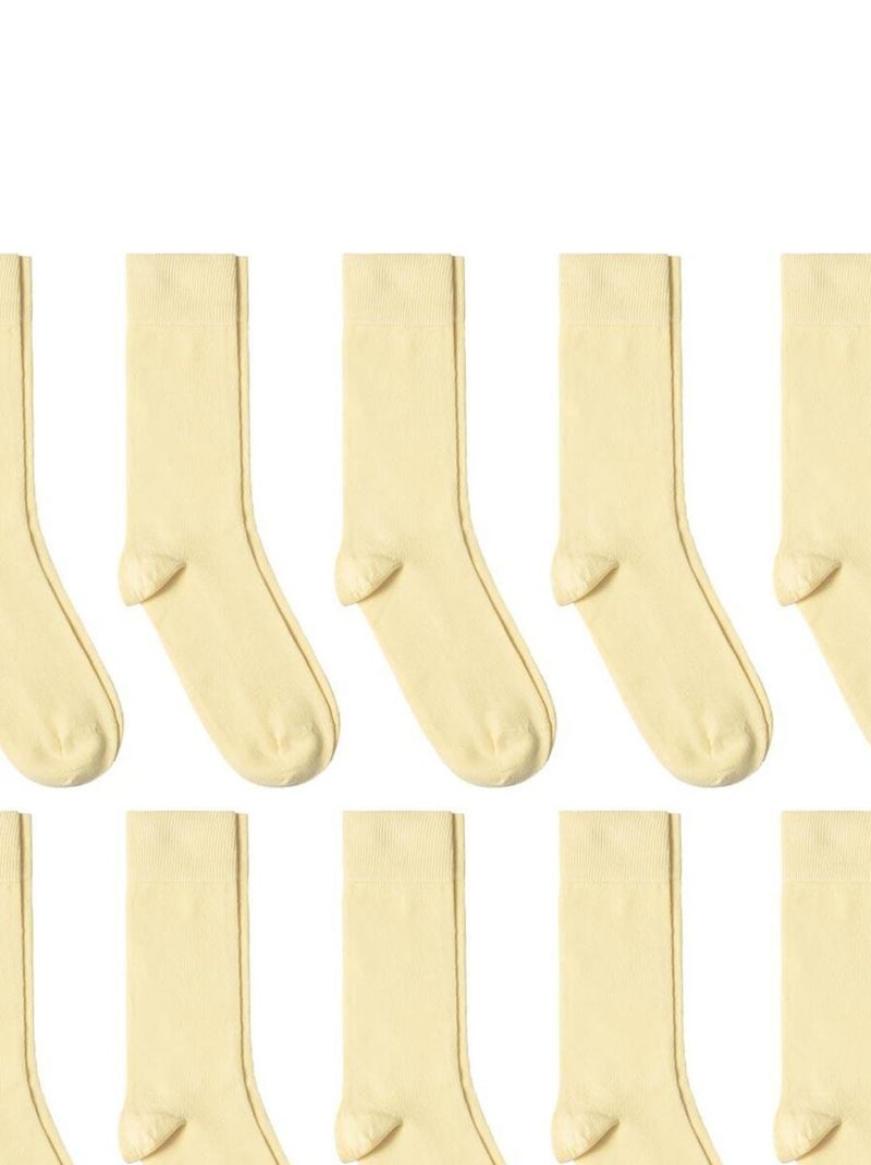 Chaussettes Jersey Coton - Lot 10 Paires - Fabrication UE Jaune paille - Kiabi