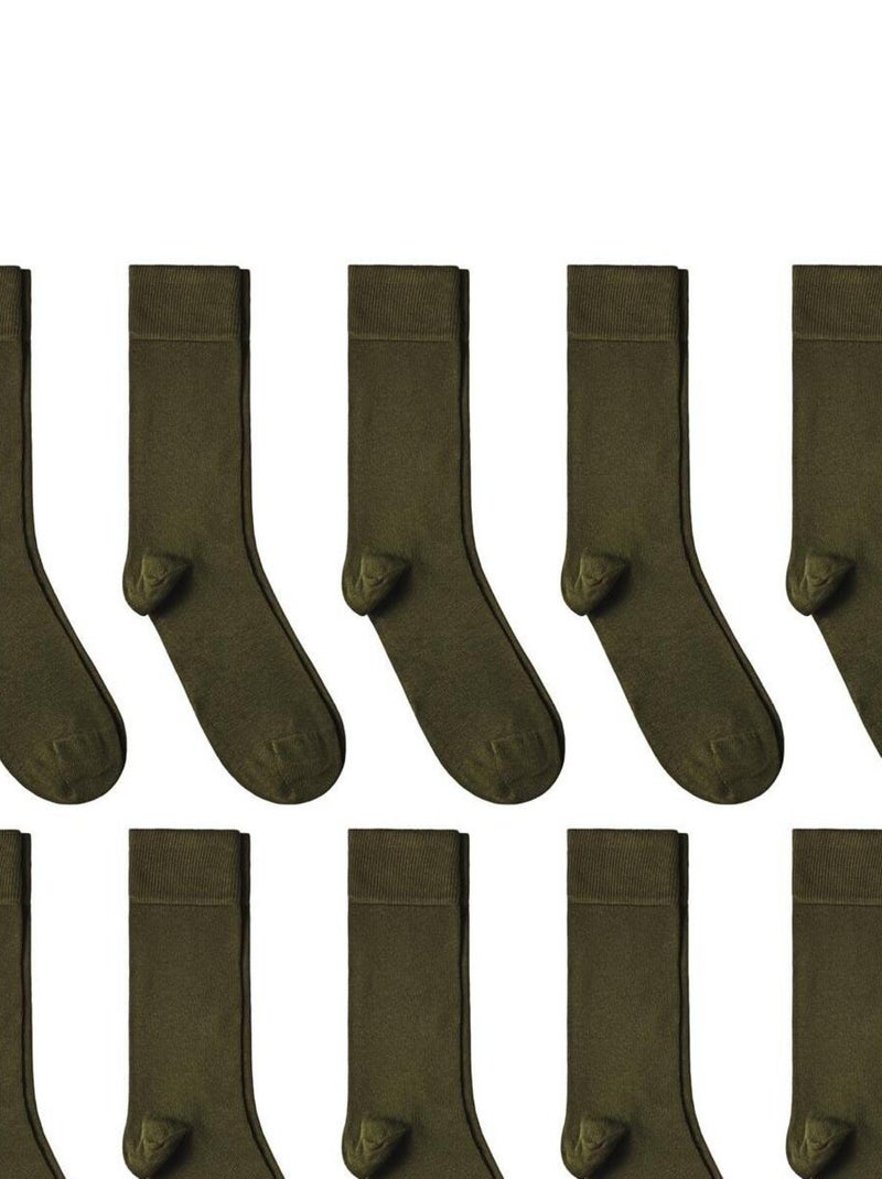 Chaussettes Jersey Coton - Lot 10 Paires - Fabrication UE Kaki - Kiabi