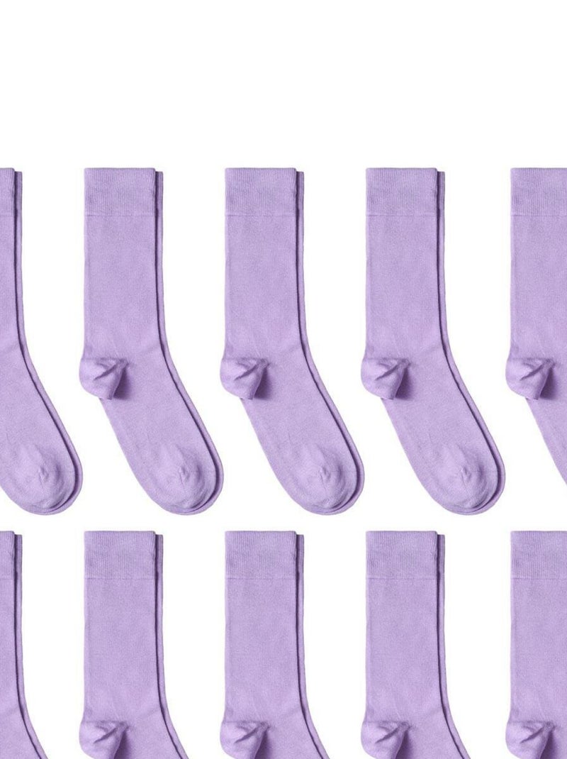 Chaussettes Jersey Coton - Lot 10 Paires - Fabrication UE Mauve lilas - Kiabi