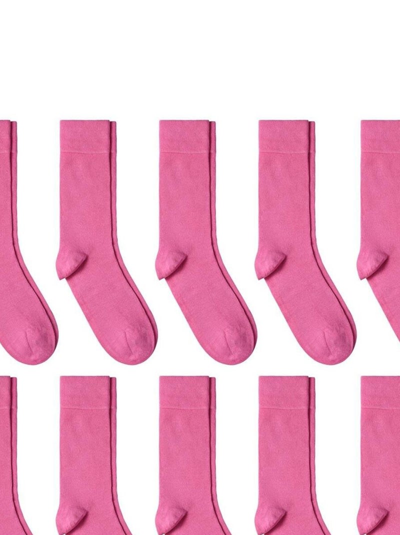 Chaussettes Jersey Coton - Lot 10 Paires - Fabrication UE Rose fushia - Kiabi