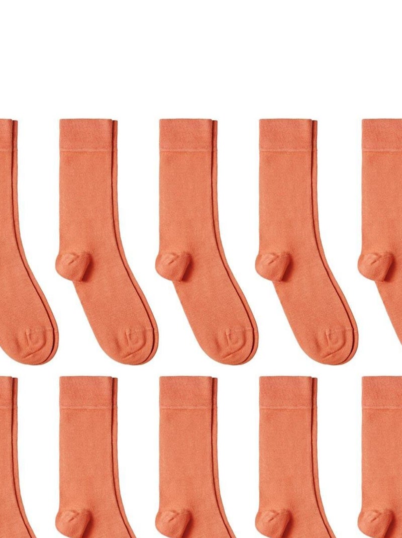 Chaussettes Jersey Coton - Lot 10 Paires - Fabrication UE Rose saumon - Kiabi