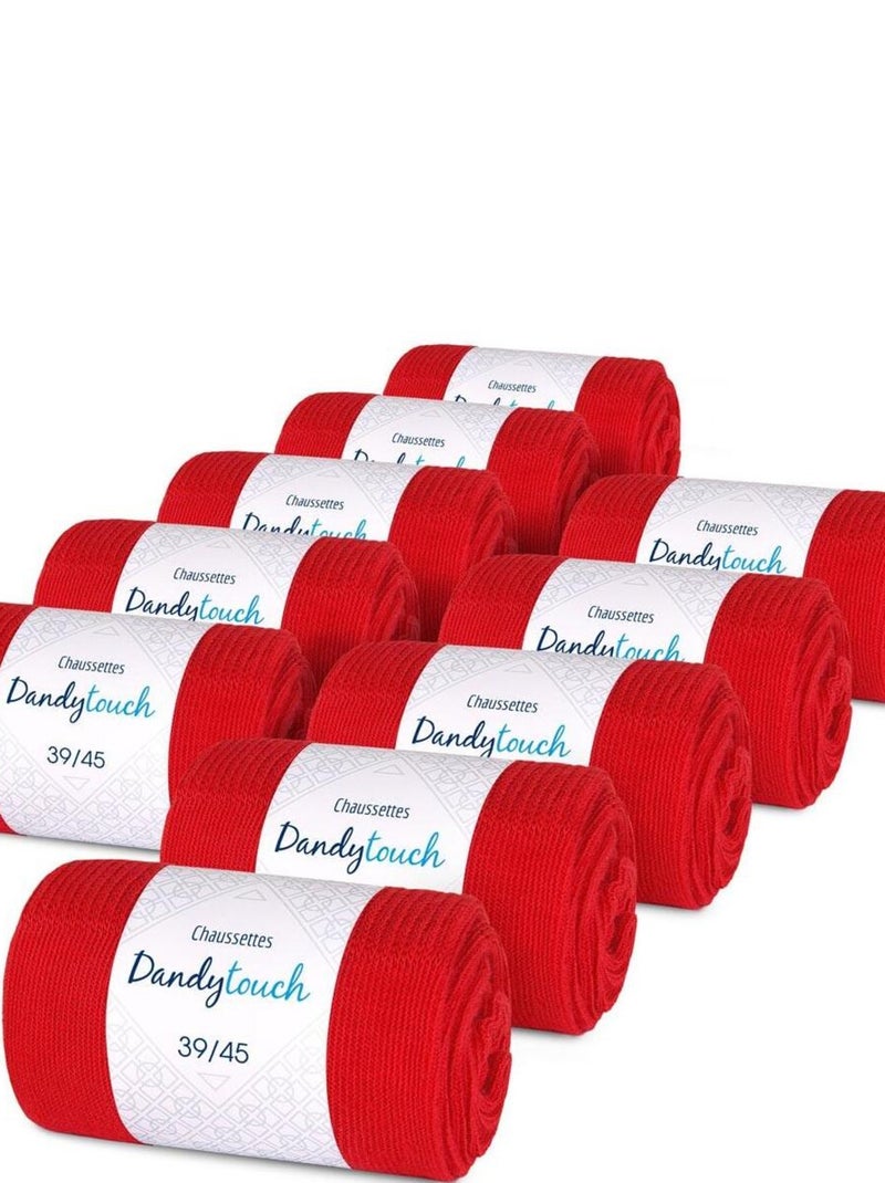 Chaussettes Jersey Coton - Lot 10 Paires - Fabrication UE Rouge - Kiabi
