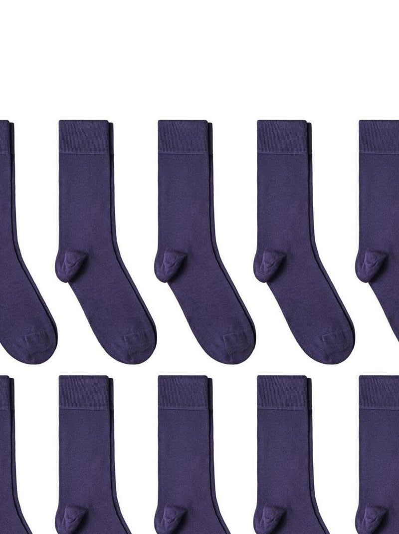 Chaussettes Jersey Coton - Lot 10 Paires - Fabrication UE Violet aubergine - Kiabi