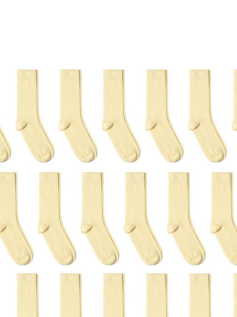 Chaussettes Jersey Coton - Lot 20 Paires - Fabrication UE Jaune paille - Kiabi