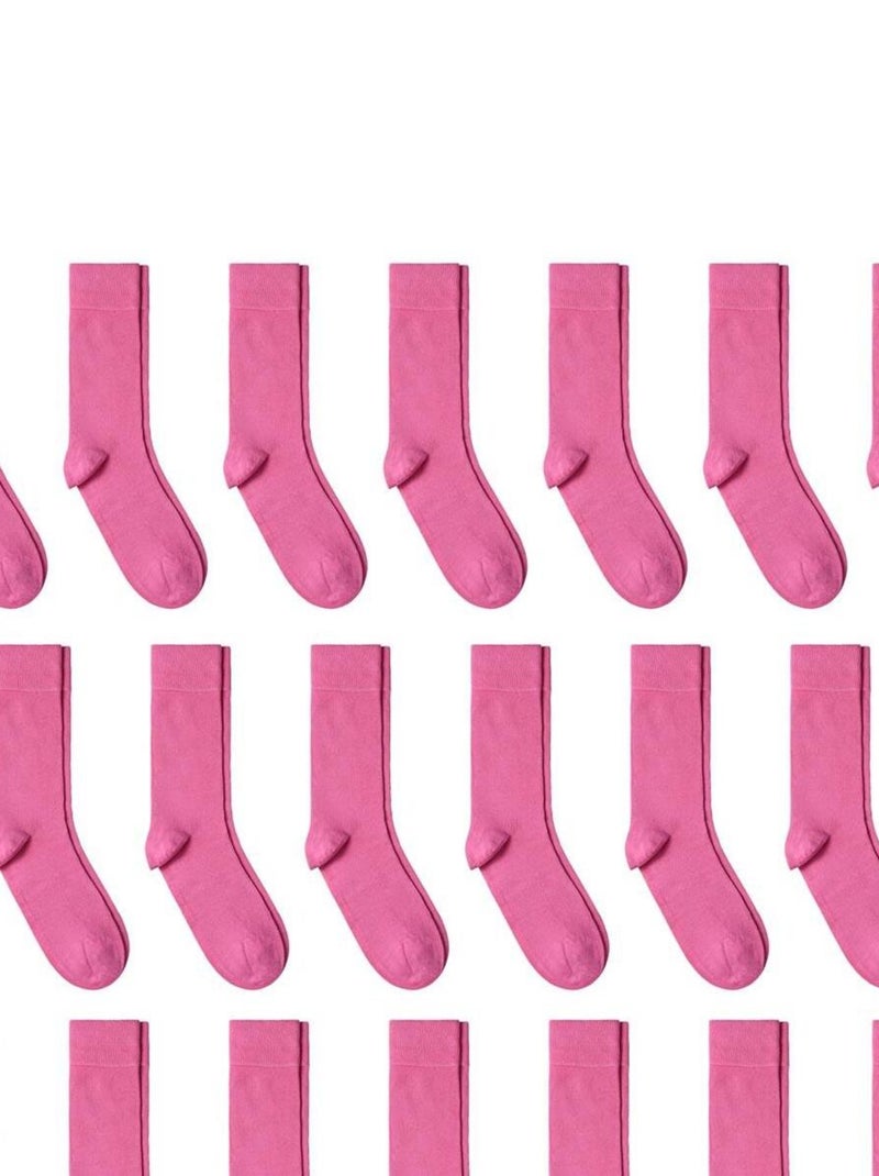 Chaussettes Jersey Coton - Lot 20 Paires - Fabrication UE Rose fushia - Kiabi