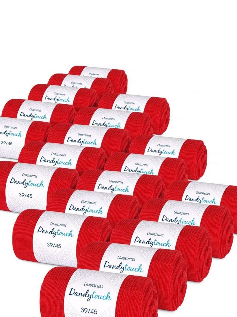 Chaussettes Jersey Coton - Lot 20 Paires - Fabrication UE Rouge - Kiabi