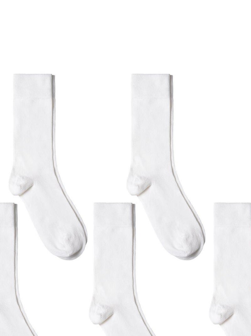 Chaussettes Jersey Coton - Lot 5 Paires - Fabrication UE Blanc - Kiabi