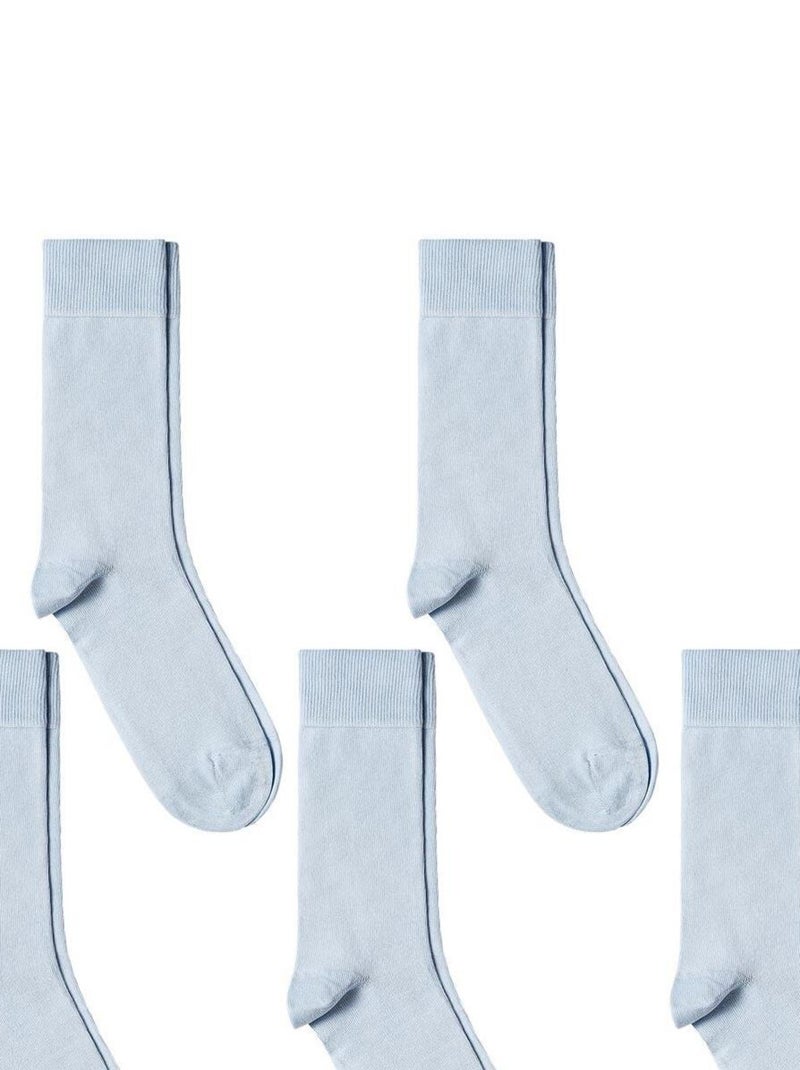 Chaussettes Jersey Coton - Lot 5 Paires - Fabrication UE Bleu ciel - Kiabi