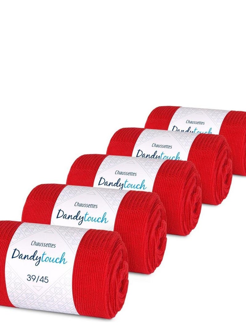 Chaussettes Jersey Coton - Lot 5 Paires - Fabrication UE Rouge - Kiabi