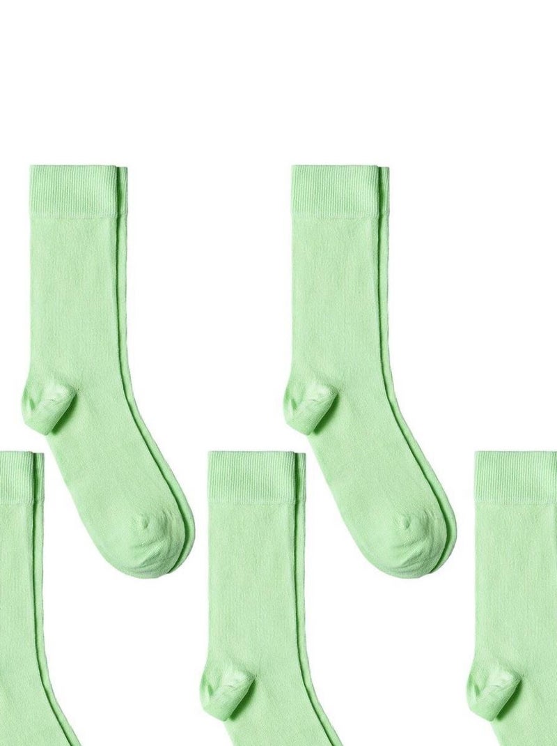 Chaussettes Jersey Coton - Lot 5 Paires - Fabrication UE Vert jade - Kiabi