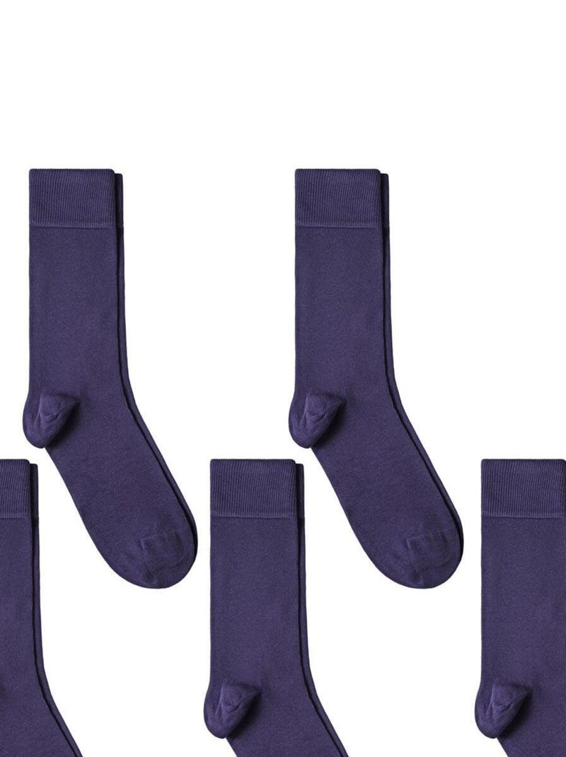 Chaussettes Jersey Coton - Lot 5 Paires - Fabrication UE Violet aubergine - Kiabi